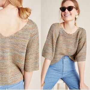 Anthropologie multi Coloured Fine Knit V Back Sweater